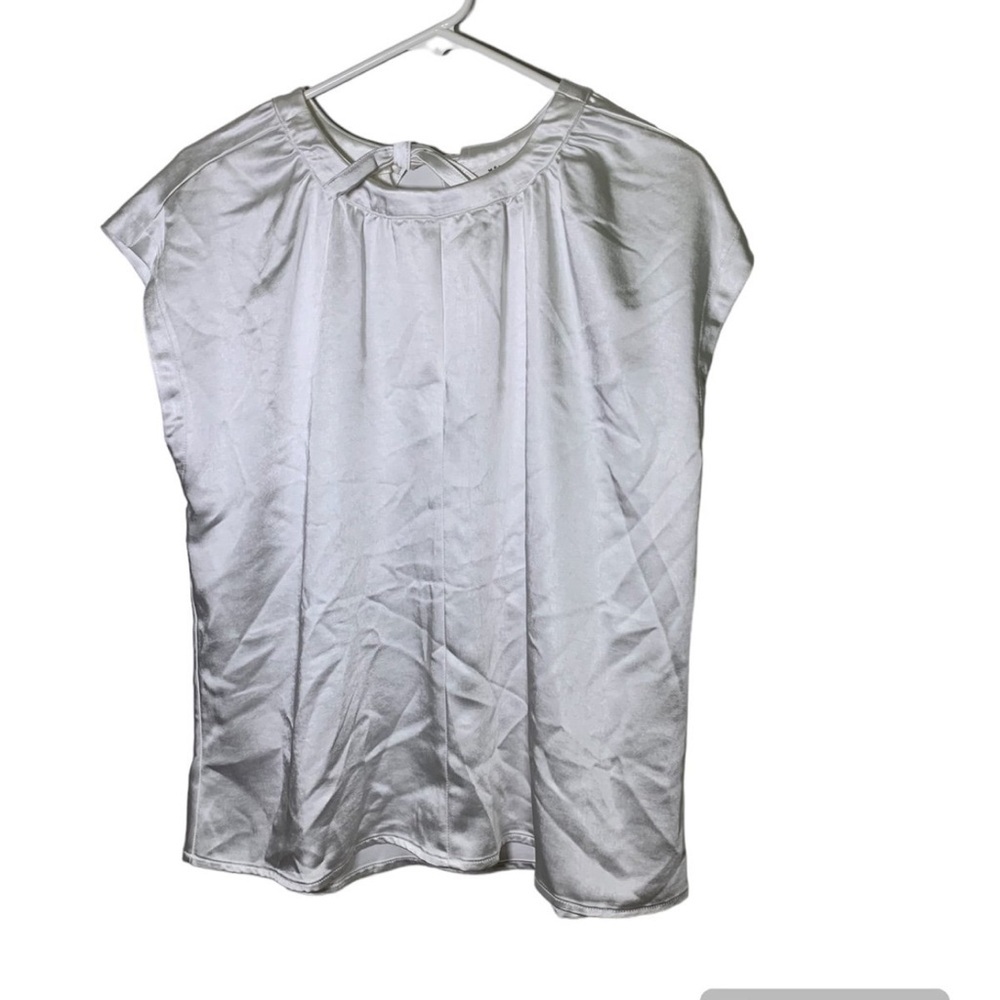 Melissa Nepton Large White Satin Blouse Top‎